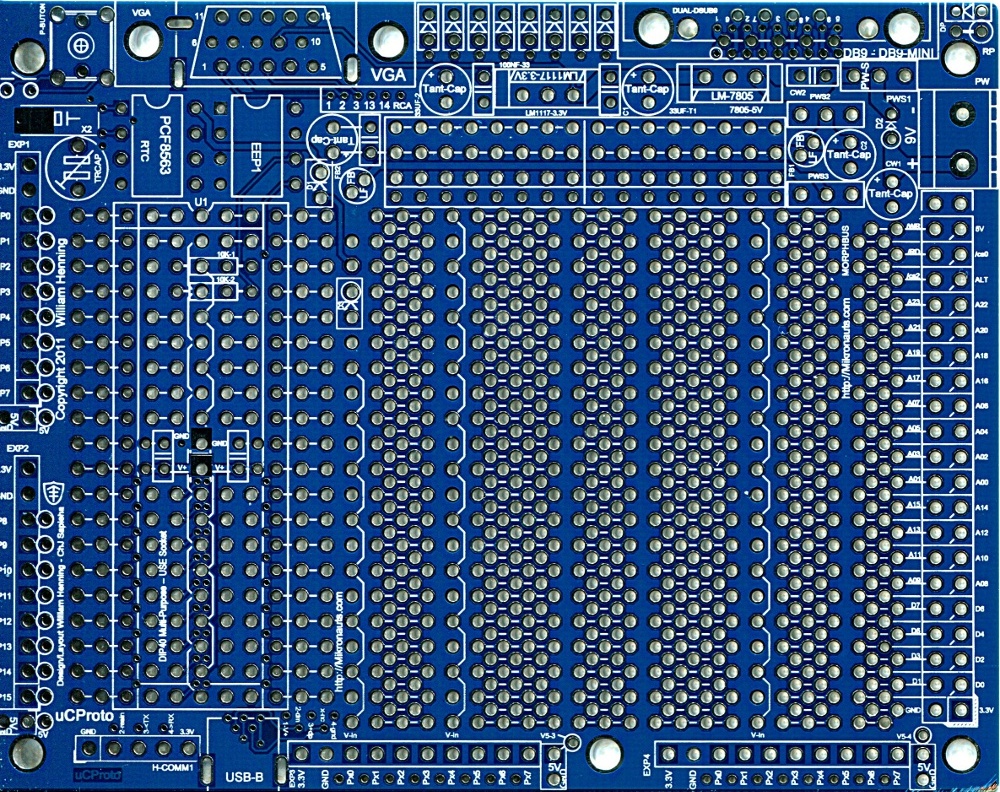 uCProto top of pcb