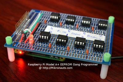 Raspberry Pi Model A+ EEPROM Gang Programmer @ https://Mikronauts.com