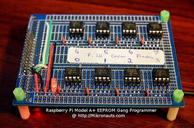 Raspberry Pi Model A+ EEPROM Gang Programmer @ https://Mikronauts.com