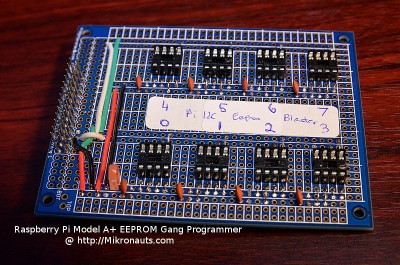 Raspberry Pi Model A+ EEPROM Gang Programmer @ https://Mikronauts.com