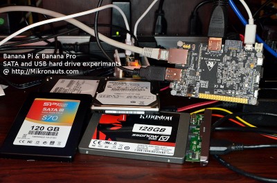 Banana Pi & Banana Pro SATA and USB Hard Drive experiments @ https://Mikronauts.com